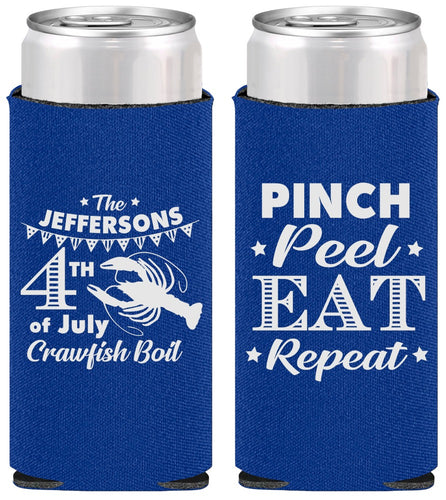 Personalized 4th Of July Slim Can Coolers - Pink Peel Crawfish | 220015