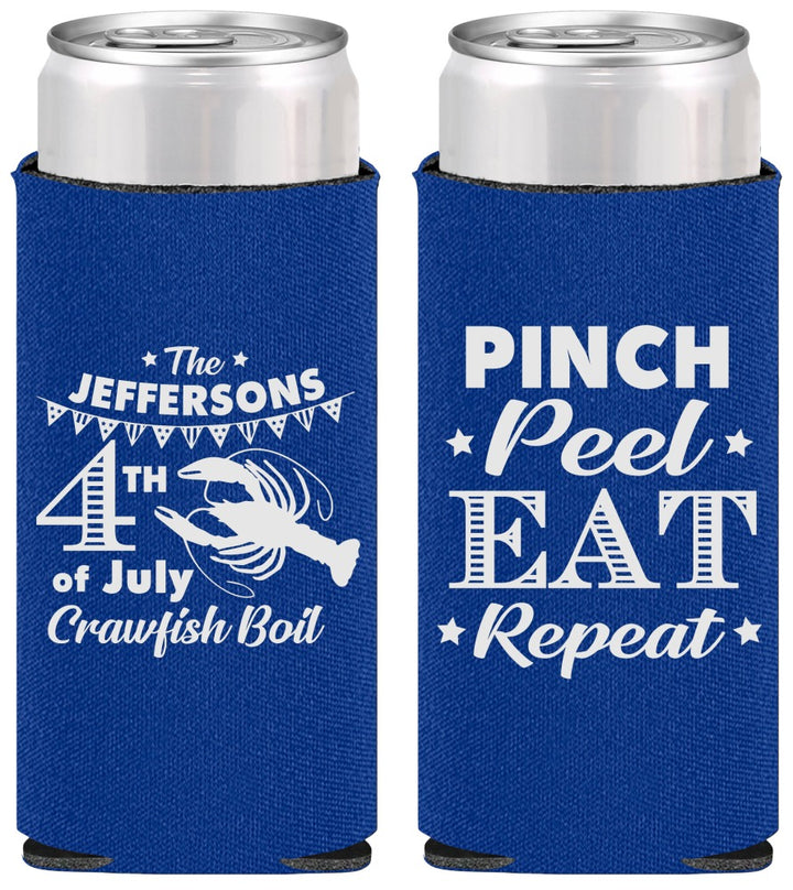Personalized 4th Of July Slim Can Coolers - Pink Peel Crawfish | 220015