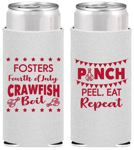 Personalized 4th Of July Slim Can Coolers - Crawfish Boil | 220016