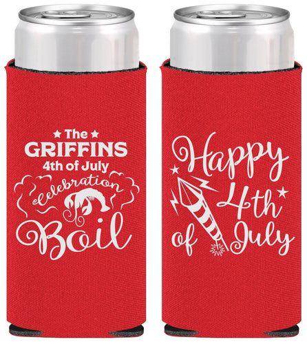 Personalized 4th Of July Slim Can Coolers - Crawfish Boil | 220018