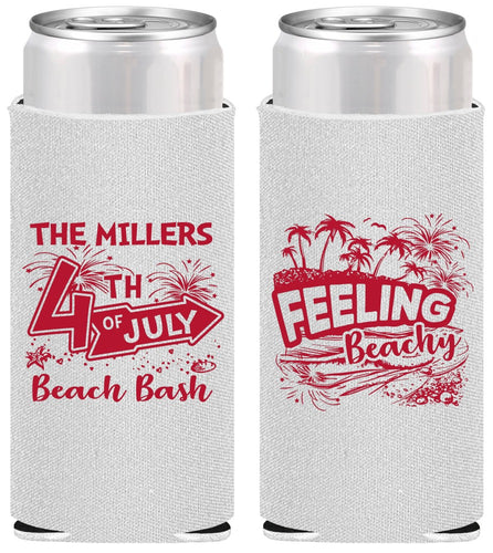 Personalized 4th Of July Slim Can Coolers - Feeling Beachy | 220024