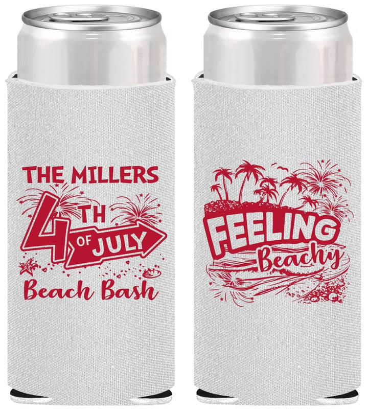 Personalized 4th Of July Slim Can Coolers - Feeling Beachy | 220024
