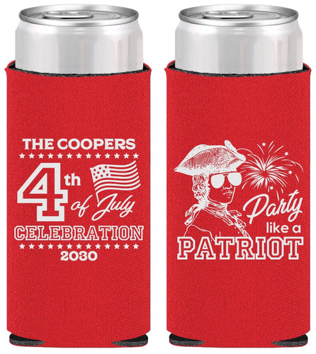 Personalized 4th Of July Slim Can Coolers - Patriot | 220038