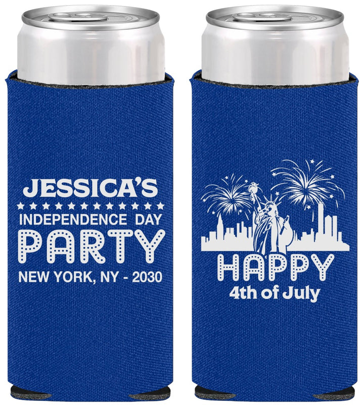 Personalized 4th Of July Slim Can Coolers - New York | 220039