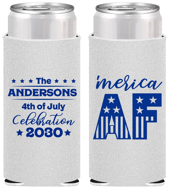 Personalized 4th Of July Slim Can Coolers - Merica Af | 220041
