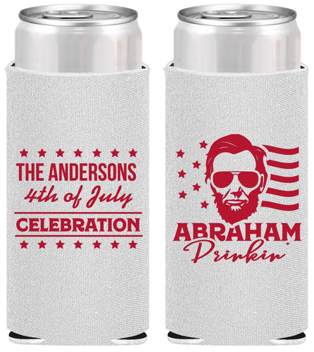 Personalized 4th Of July Slim Can Coolers - Abraham Drinkin | 220044