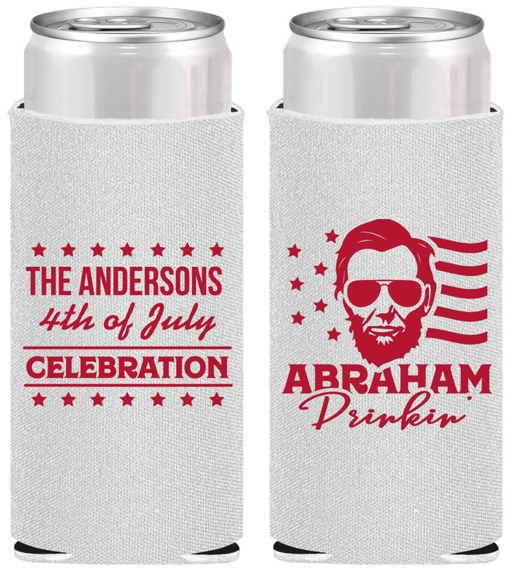 Personalized 4th Of July Slim Can Coolers - Abraham Drinkin | 220044