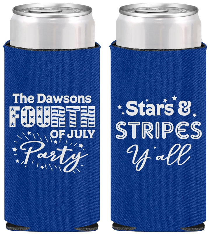 Personalized 4th Of July Slim Can Coolers - Stars Stripes | 220047