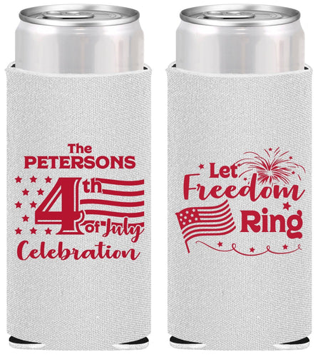 Personalized 4th Of July Slim Can Coolers - Fireworks | 220048