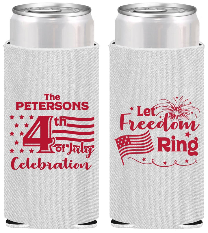Personalized 4th Of July Slim Can Coolers - Fireworks | 220048
