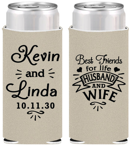 Personalized Wedding Slim Can Coolers - Best Friends | 221