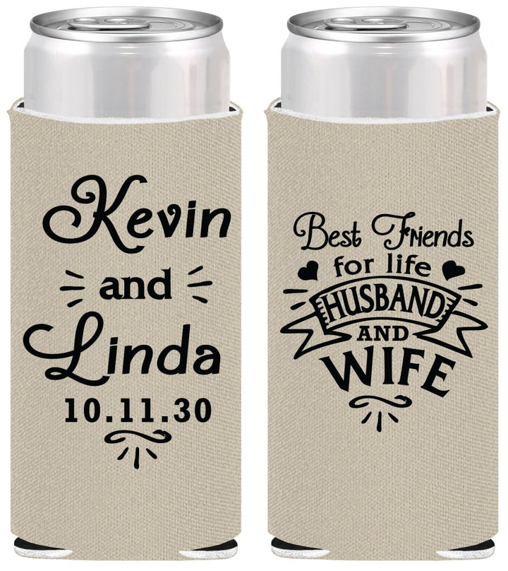 Personalized Wedding Slim Can Coolers - Best Friends | 221