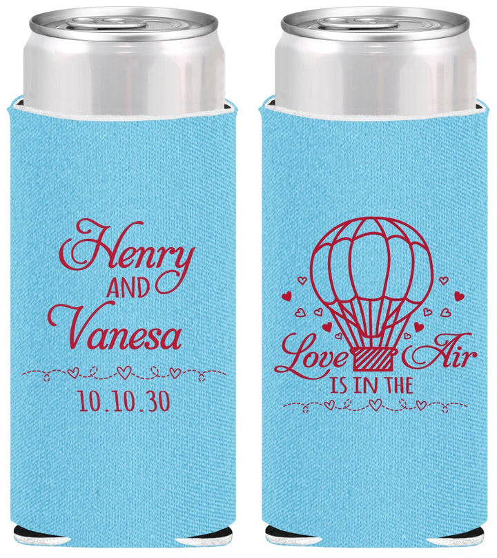 Personalized Wedding Slim Can Coolers - Hot Air Balloon | 225