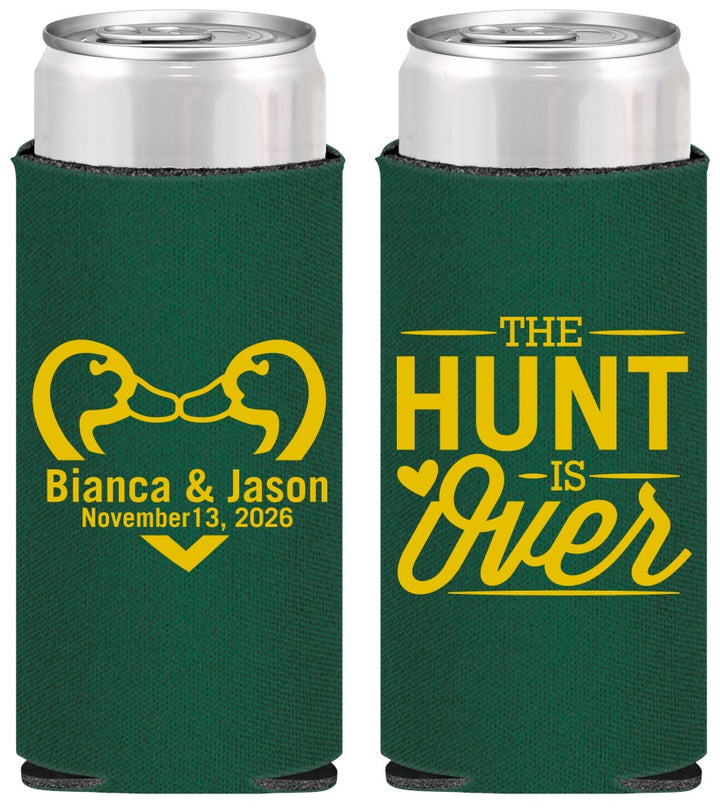 Personalized Wedding Slim Can Coolers - The Hunt Is Over Duck | 227