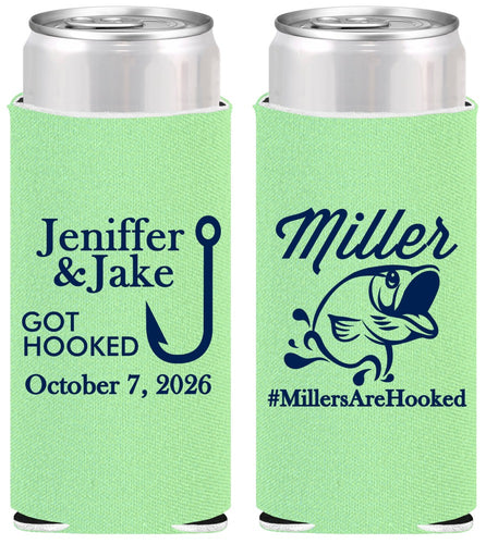 Personalized Wedding Slim Can Coolers - Got Hook Fish | 230