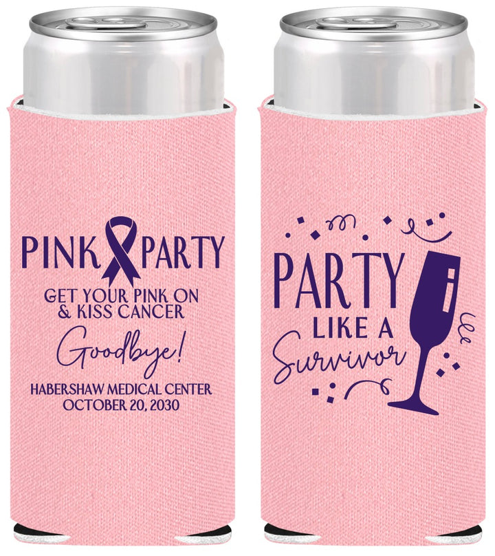 Personalized Awareness Slim Can Coolers - Pink Party | 230000