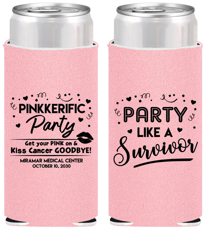 Personalized Awareness Slim Can Coolers - Party Like A Survivor | 230003