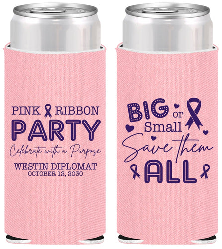 Personalized Awareness Slim Can Coolers - Pink Ribbon | 230004