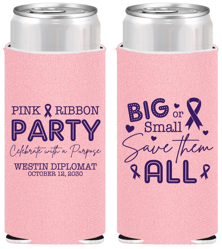 Personalized Awareness Slim Can Coolers - Pink Ribbon | 230004