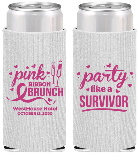 Personalized Awareness Slim Can Coolers - Party Like A Survivor | 230005