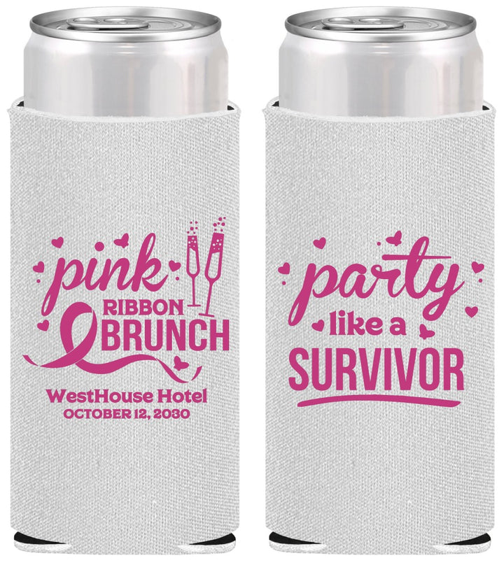 Personalized Awareness Slim Can Coolers - Party Like A Survivor | 230005