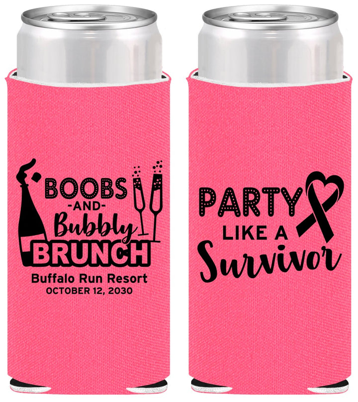 Personalized Awareness Slim Can Coolers - Party Like A Survivor | 230006