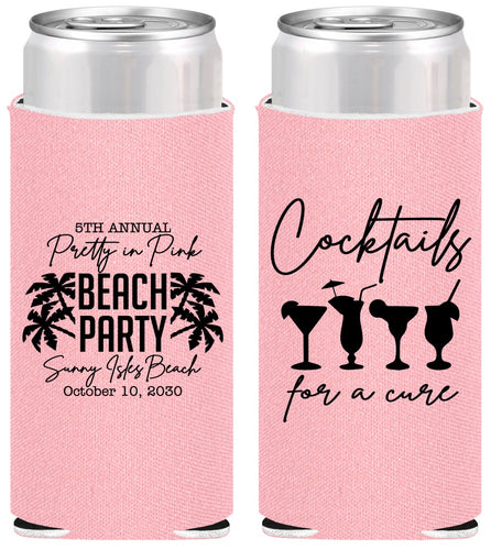 Personalized Awareness Slim Can Coolers - Beach Party | 230007