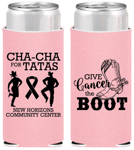 Personalized Awareness Slim Can Coolers - Give Cancer A Boot | 230011