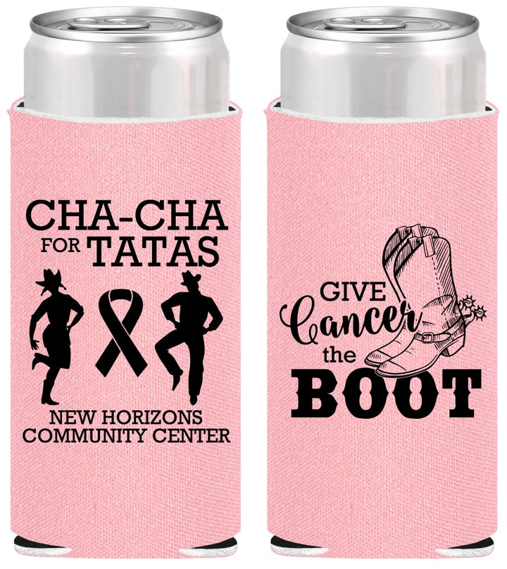 Personalized Awareness Slim Can Coolers - Give Cancer A Boot | 230011