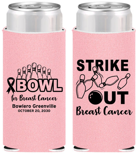 Personalized Awareness Slim Can Coolers - Bowling Strike Out | 230015