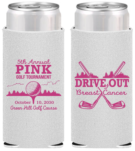 Personalized Awareness Slim Can Coolers - Gold Drive Out | 230017