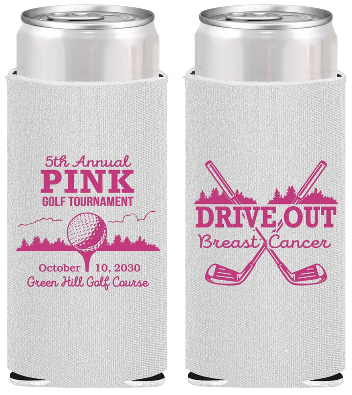 Personalized Awareness Slim Can Coolers - Gold Drive Out | 230017