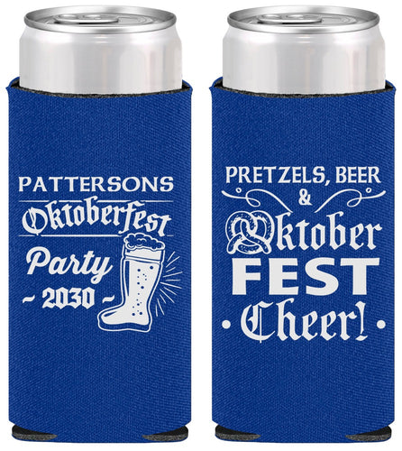 Personalized Oktoberfest Slim Can Coolers - Pretzel | 240001