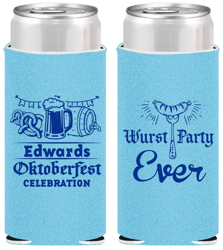 Personalized Oktoberfest Slim Can Coolers - Wurst Party Ever | 240008