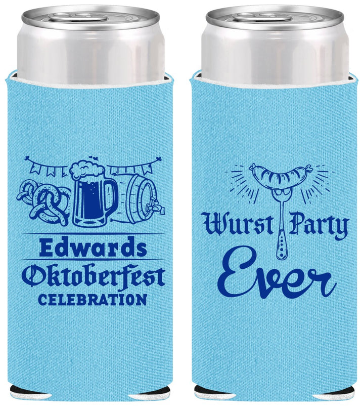 Personalized Oktoberfest Slim Can Coolers - Wurst Party Ever | 240008