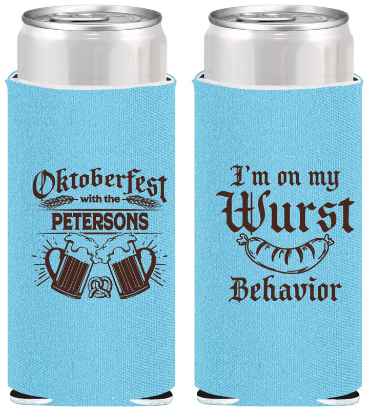 Personalized Oktoberfest Slim Can Coolers - Wurst Behavior | 240010