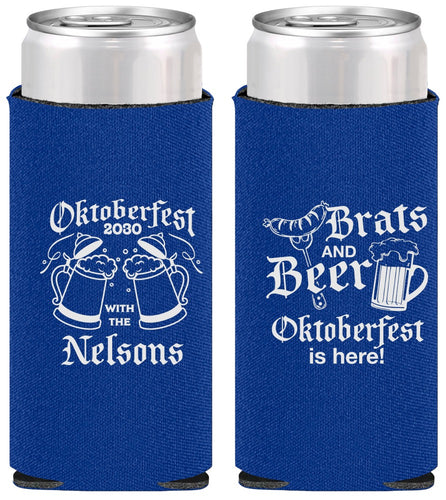 Personalized Oktoberfest Slim Can Coolers - Brats Beer | 240013
