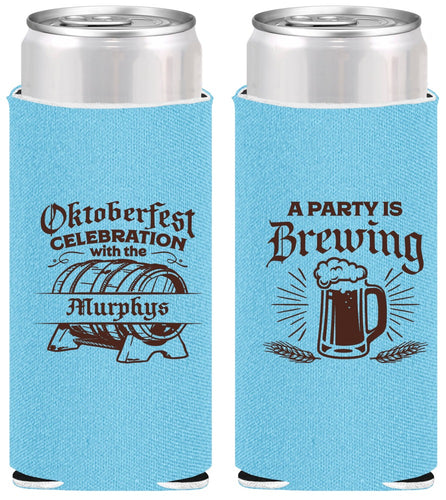 Personalized Oktoberfest Slim Can Coolers - Beer Keg | 240014