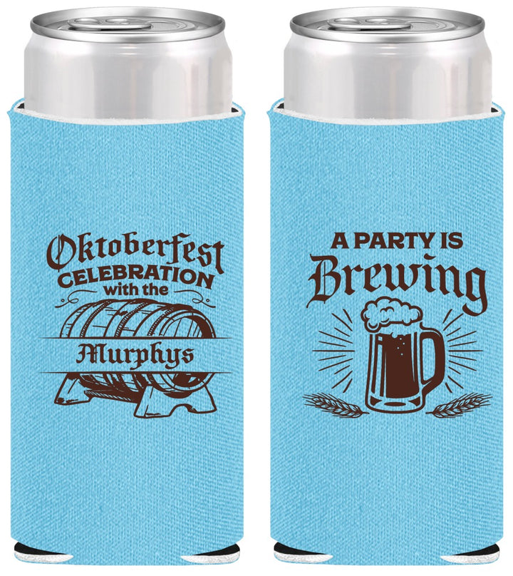 Personalized Oktoberfest Slim Can Coolers - Beer Keg | 240014
