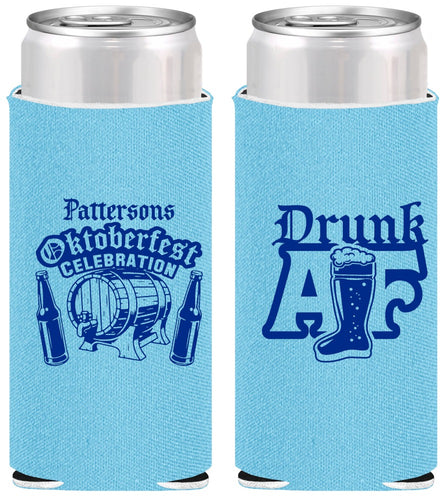 Personalized Oktoberfest Slim Can Coolers - Drunk Af | 240016