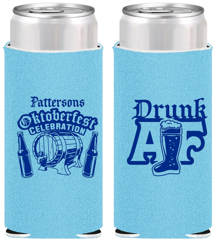 Personalized Oktoberfest Slim Can Coolers - Drunk Af | 240016