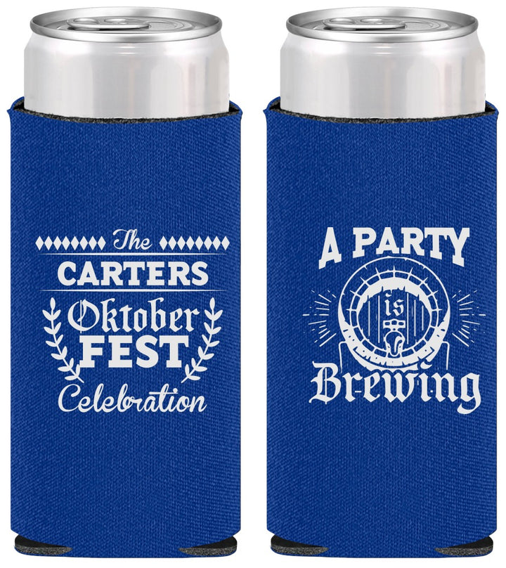 Personalized Oktoberfest Slim Can Coolers - Beer Keg | 240017