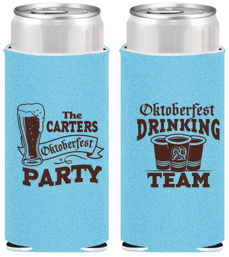 Personalized Oktoberfest Slim Can Coolers - Drinking Team | 240018