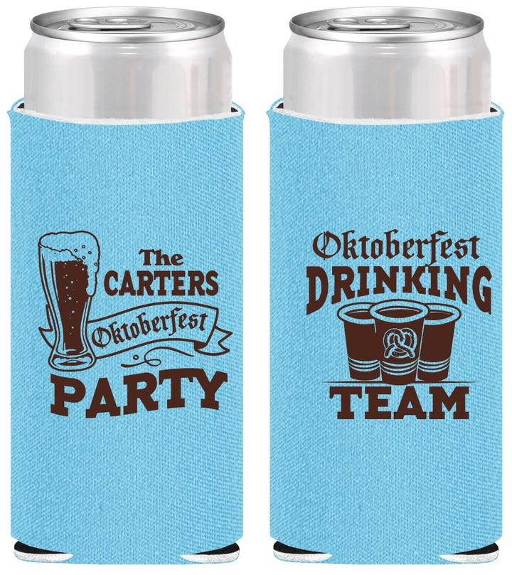 Personalized Oktoberfest Slim Can Coolers - Drinking Team | 240018