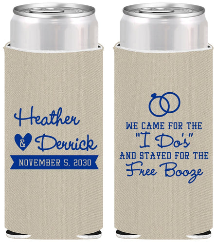 Personalized Wedding Slim Can Coolers - I Do Free Booze | 243