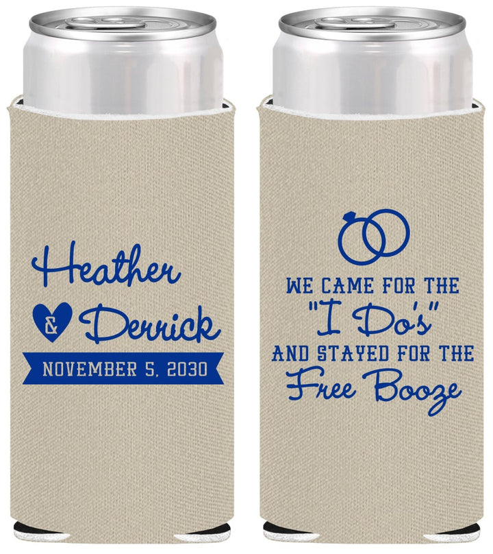 Personalized Wedding Slim Can Coolers - I Do Free Booze | 243