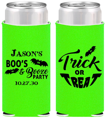 Personalized Halloween Slim Can Coolers - Trick Or Treat | 250002