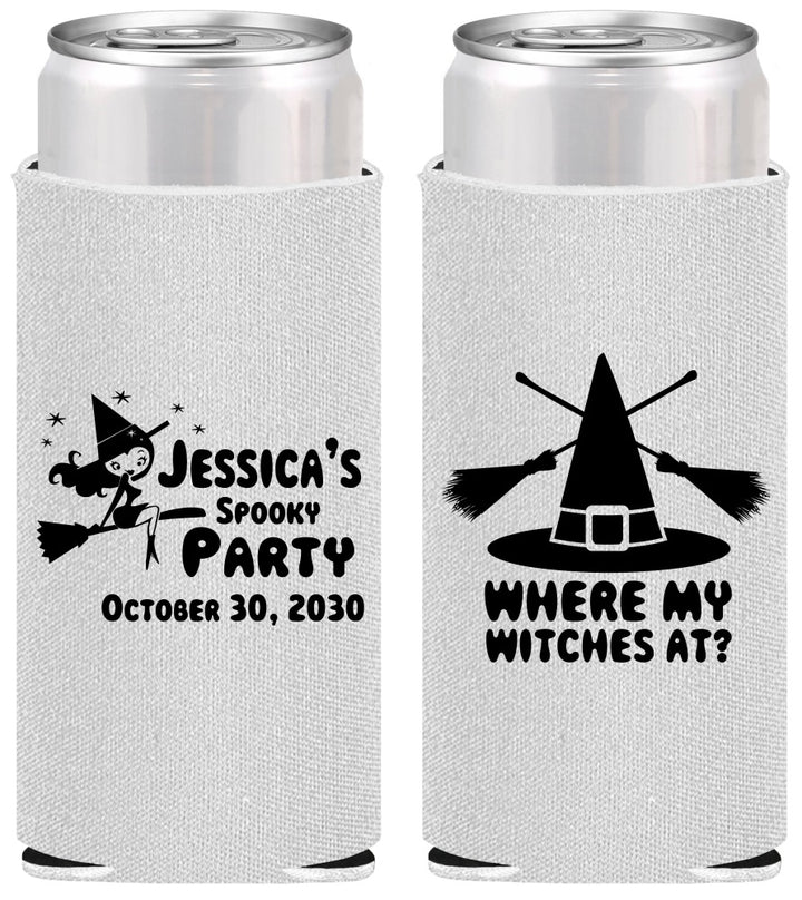 Personalized Halloween Slim Can Coolers - Witches | 250005