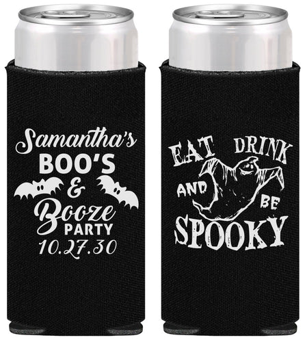 Personalized Halloween Slim Can Coolers - Ghost Spooky Boo | 250007
