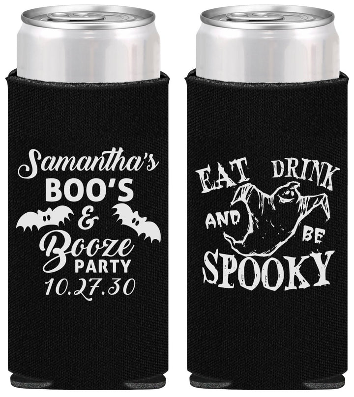 Personalized Halloween Slim Can Coolers - Ghost Spooky Boo | 250007